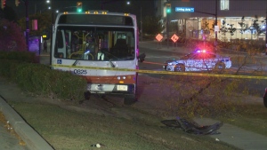 Three people were injured after a crash involving a Mississauga transit bus late Tuesday night. 