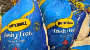 Two butterball turkeys being sold at a Sobey's in East York are pictured here. (CTV News Toronto)