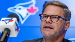 Toronto Blue Jays general manager Ross Atkins arrives for his end-of-season media availability in Toronto on Saturday October 7, 2023. THE CANADIAN PRESS/Frank Gunn