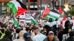 People take part in a protest in support of Palestine in Montreal, Friday, October 13, 2023. THE CANADIAN PRESS/Graham Hughes