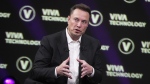 FILE - Elon Musk, who owns Twitter, Tesla and SpaceX, speaks at the Vivatech fair, June 16, 2023, in Paris. Elon Musk’s social media platform X has begun charging a $1 fee to new users in the Philippines and New Zealand. It's a test designed to cut down on the spam and fake accounts flourishing on the platform. (AP Photo/Michel Euler, File)
