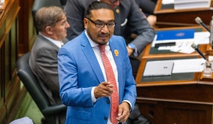 Ontario NDP MPP Sol Mamakwa ask a question during question period at Queen's Park in Toronto in this file photo. (THE CANADIAN PRESS/Carlos Osorio)