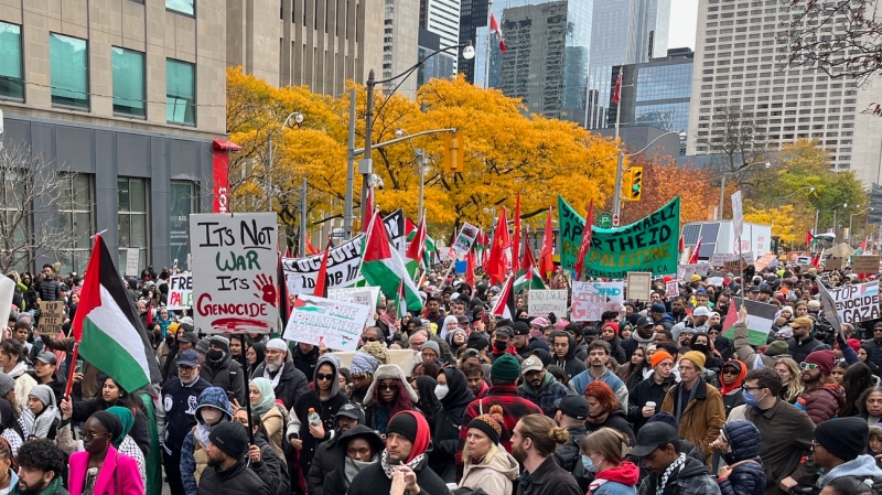 Roads closed, traffic delayed as thousands attended pro-Palestinian rally in downtown Toronto