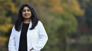 Dr. Padma Gulur, a Duke University pain specialist, stands for a portrait on Friday, Oct. 27, 2023, in Durham, N.C. Prescriptions for ketamine have soared in recent years as doctors adopt the mind-altering drug as an alternative pain treatment. Gulur and other specialists see potential for ketamine as a pain therapy, but warn it also carries risks of safety and abuse. (AP Photo/Matt Kelley)