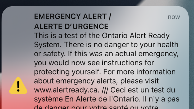 Emergency alert test