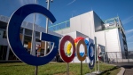 FILE- Google's first own datacenter in Germany is pictured during its inauguration in Hanau near Frankfurt, Germany, Friday, Oct. 6, 2023. (AP Photo/Michael Probst)