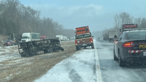 Multiple collisions have been reported on Highway 403 between Brantford and Hamilton. (OPP Highway Safety Division/X)