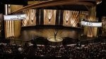 FILE - Host Jimmy Kimmel speaks at the Oscars on March 12, 2023, at the Dolby Theatre in Los Angeles. Kimmel is returning as host of the Academy Awards, the Academy of Motion Pictures Arts and Sciences announced Wednesday. (AP Photo/Chris Pizzello, File)