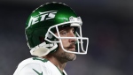 New York Jets quarterback Aaron Rodgers warms up before playing against the Buffalo Bills in an NFL football game, Sept. 11, 2023, in East Rutherford, N.J. (AP Photo/Adam Hunger, File)