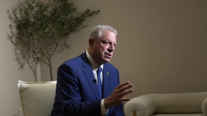 Al Gore, former U.S. vice president, speaks to The Associated Press at the COP28 U.N. Climate Summit, Sunday, Dec. 3, 2023, in Dubai, United Arab Emirates. (AP Photo/Kamran Jebreili)