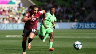Canada's Christine Sinclair runs with the ball during Group B soccer action against Nigeria at the FIFA Women's World Cup in Melbourne, Australia, Friday, July 21, 2023. A young Sinclair caught the eye of then team coach Even Pellerud in 1999. THE CANADIAN PRESS/Scott Barbour