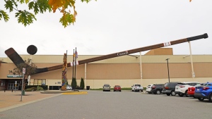 The world's largest hockey stick is seen at Cowichan Arena in Duncan, B.C., in an undated handout photo. THE CANADIAN PRESS/HO-Cowichan Valley Regional District