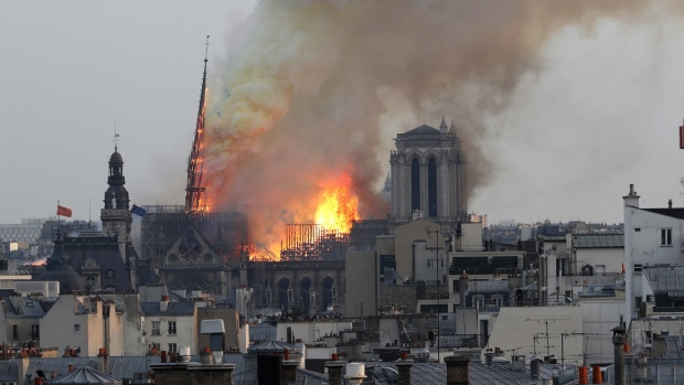 Flames rise from Notre Dame cathedral