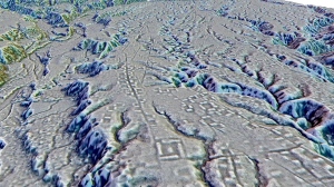 This LIDAR image provided by researchers in January 2024 shows complexes of rectangular platforms arranged around low squares and distributed along wide dug streets at the Kunguints site, Upano Valley in Ecuador. Archeologists have uncovered a cluster of lost cities in the Amazon rainforest that was home to at least 10,000 farmers around 2,000 years ago, according to a paper published Thursday, Jan. 11, 2024, in the journal Science. (Antoine Dorison, StÃ©phen Rostain via AP)