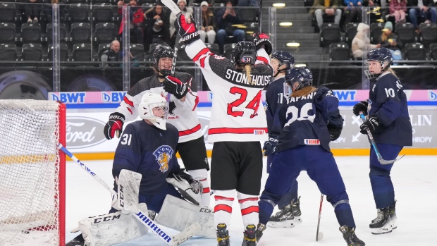 Canadian under-18 women's hockey team takes bronze medal with 8-1 win ...