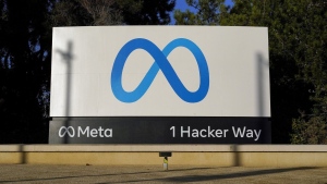 FILE - Meta's logo is seen on a sign at the company's headquarters, Nov. 9, 2022, in Menlo Park, Calif. Newly unredacted documents from New Mexico’s lawsuit against Meta released Wednesday, Jan. 17, 2024, underscore the Facebook and Instagram parent’s “historical reluctance” to keep children safe on its platforms, according to the complaint. (AP Photo/Godofredo A. Vásquez, File)