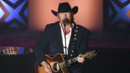 FILE - Honoree Toby Keith performs at the 46th annual Songwriters Hall of Fame Induction and Awards Gala at the Marriott Marquis on June 18, 2015, in New York.“Beer For My Horses” singer-songwriter Toby Keith has died. He was 62. Keith passed peacefully on Monday, Feb. 5, 2024 surrounded by his family, according to a statement posted on the country singer's website. (Photo by Evan Agostini/Invision/AP, File)
