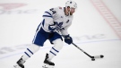 FILE - Toronto Maple Leafs defenseman Morgan Rielly in action during an NHL hockey game, Oct. 24, 2023, in Washington. (AP Photo/Nick Wass, File)