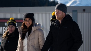 Meghan Markle and Prince Harry The Duchess and Duke of Sussex, attend the Invictus Games training camp in Whistler, B.C. on Wednesday, Feb. 14, 2024. THE CANADIAN PRESS/Ethan Cairns