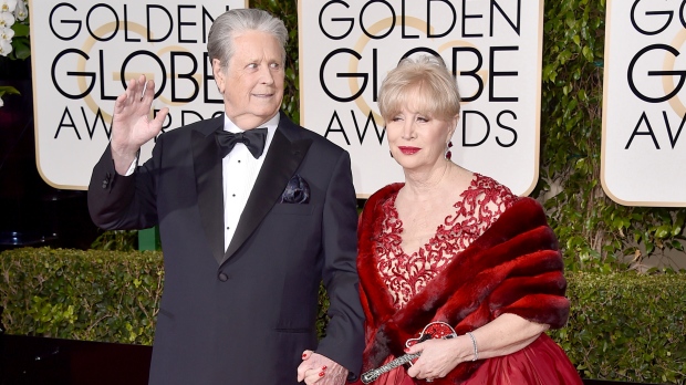 Brian Wilson, left, and his wife Melinda Ledbetter arrive at the 73rd annual Golden Globe Awards in Beverly Hills, Calif., on Jan. 10, 2016. (Photo by Jordan Strauss/Invision/AP, File)