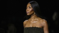 Naomi Campbell wears a creation for the Burberry Winter 2024 fashion show on Monday, Feb. 19, 2024 in London. (Photo by Scott A Garfitt/Invision/AP)