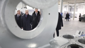 Canada's financial intelligence agency and European allies are highlighting attempts to export sensitive technology to Russia in violation of sanctions imposed against Moscow. Russian President Vladimir Putin looks at productions of the Chelyabinsk Forge-and-Press Plant in Chelyabinsk, Russia, Friday, Feb. 16, 2024. THE CANADIAN PRESS/AP-HO, Kremlin POOL, Sputnik, Alexander Kazakov

