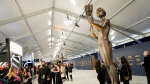 The Actor statue on display at the 30th annual Screen Actors Guild Awards on Saturday, Feb. 24, 2024, at the Shrine Auditorium in Los Angeles. (AP Photo/Chris Pizzello)