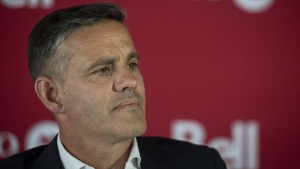 Toronto FC head coach John Herdman looks on during a press conference at the BMO Training Field in Toronto, Tuesday, Aug. 29, 2023.  THE CANADIAN PRESS/Tijana Martin