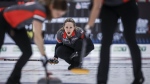 Team Ontario-Homan skip Rachel Homan encourages her teammates as they play Team Manitoba-Jones in the final at the Scotties Tournament of Hearts in Calgary, Sunday, Feb. 25, 2024. THE CANADIAN PRESS/Jeff McIntosh