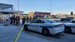 Several emergency responders attended Clarkson GO Station on Feb. 26 for a hazmat call. (David Ritchie/CTV News Toronto)