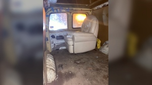 A photo of a recliner used by a child in the back of a vehicle in Bradford. (South Simcoe Police photo)