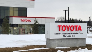 The Toyota Eastern Canada Parts Distribution Centre is shown in Bowmanville on Saturday January 22, 2022. More than 21,000 Toyota vehicles have been recalled due to flaws in the rear axle that may cause a vehicle crash, says the auto manufacturer. THE CANADIAN PRESS/Doug Ives