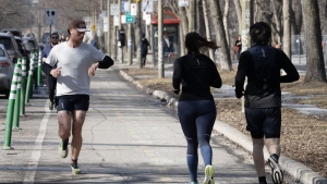 Most Canadians can look forward to a warmer-than-normal spring, but they should also brace for the season’s “profound mood swings,” according to The Weather Network's latest outlook. Runners enjoy the mild temperatures in Montreal on Tuesday, February 27, 2024.THE CANADIAN PRESS/Ryan Remiorz
