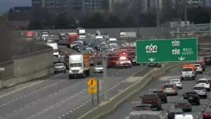 All lanes of the southbound DVP at Highway 401 and York Mills Road are closed following a serious collision. 