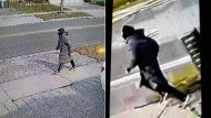 Photos of a suspect who allegedly shot a woman in the face with a pellet gun in Scarborough on Wednesday, Feb. 28, 2024. (Toronto Police Service)