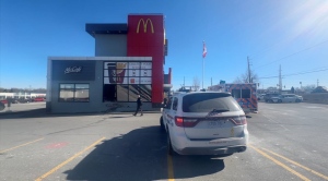 Outside of the McDonald's following the collision on Feb. 29 in Oshawa, Ont. 