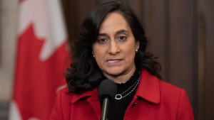 Treasury Board President Anita Anand speaks with reporters before Question Period, in Ottawa, Monday, Feb. 26, 2024. THE CANADIAN PRESS/Adrian Wyld
Adrian Wyld