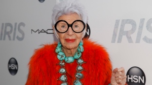Iris Apfel attends the premiere of "Iris" at the Paris Theatre on Wednesday, April 22, 2015, in New York. (Photo by Andy Kropa/Invision/AP) 
