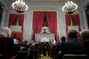 FILE - Gov. Bill Lee delivers his State of the State address in the House chamber Monday, Feb. 5, 2024, in Nashville, Tenn. (AP Photo/George Walker IV, File)