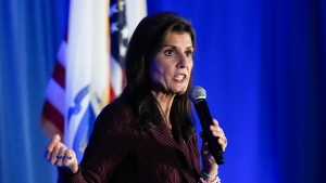 Republican presidential candidate former UN Ambassador Nikki Haley speaks at a Republican campaign event in Needham, Mass., Saturday, March 2, 2024. (AP Photo/Michael Dwyer)