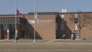 Chinguacousy Secondary School in Brampton is shown on Monday. The school was placed under a lockdown for most of the morning following a reported fight.