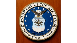 This Friday, Aug. 10, 2007, file photo, shows the logo of the Department of the U.S. Air Force at the United Staes embassy, in Berlin. (Michael Sohn / AP Photo)