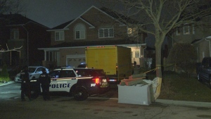 York Regional Police are pictured at the scene of a home where a woman was found dead in Vaughan Wednesday, February 6, 2024. 