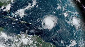 Hurricane Lee crosses the Atlantic Ocean as it moves west on September 8, 2023. Ocean heat is fueling stronger hurricanes. (NOAA/Handout/Getty Images via CNN Newsource)