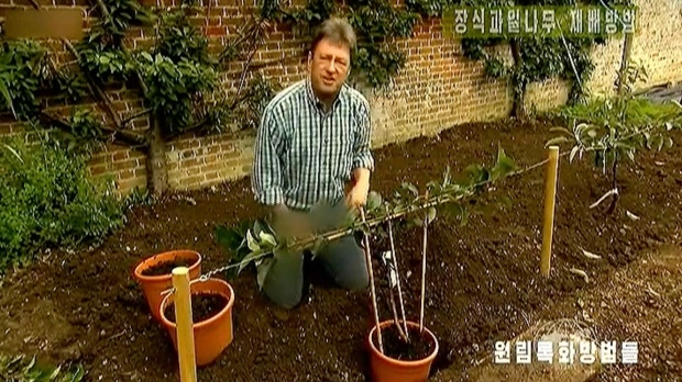Alan Titchmarsh appears in the BBC TV series "Garden Secrets," which was rebroadcast by North Korea's KCTV with a blur applied to the jeans he's wearing. (BBC/KCTV via CNN Newsource)