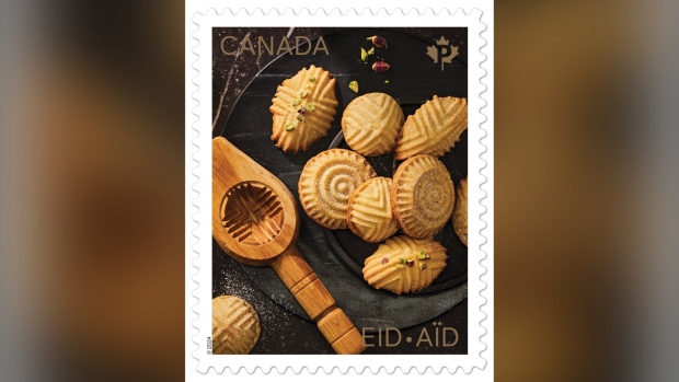 An example of Canada Post's new stamp is shown in an undated handout image. The stamp will commemorate the festival of Eid al-Fitr, which marks the end of Ramadan, Islam's holy month. THE CANADIAN PRESS/HO-Canada Post, *MANDATORY CREDIT*