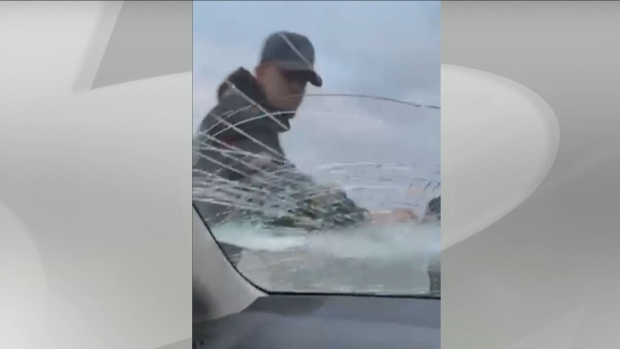 window smash Brampton road rage
