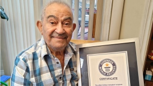Walter Tauro, 88, with his Guinness World Record certificate. (Courtesy of Lionel Tauro)