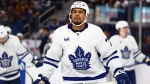 Toronto Maple Leafs right wing Ryan Reaves (75) skates during the second period of an NHL hockey game against the Buffalo Sabres Saturday, March 30, 2024, in Buffalo, N.Y. (AP Photo/Jeffrey T. Barnes)