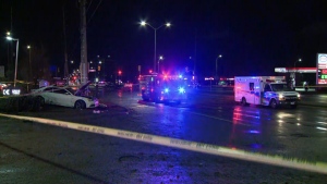 Police and paramedics are on the scene of a fatal collision in Mississauga on Thursday, April 4, 2024.